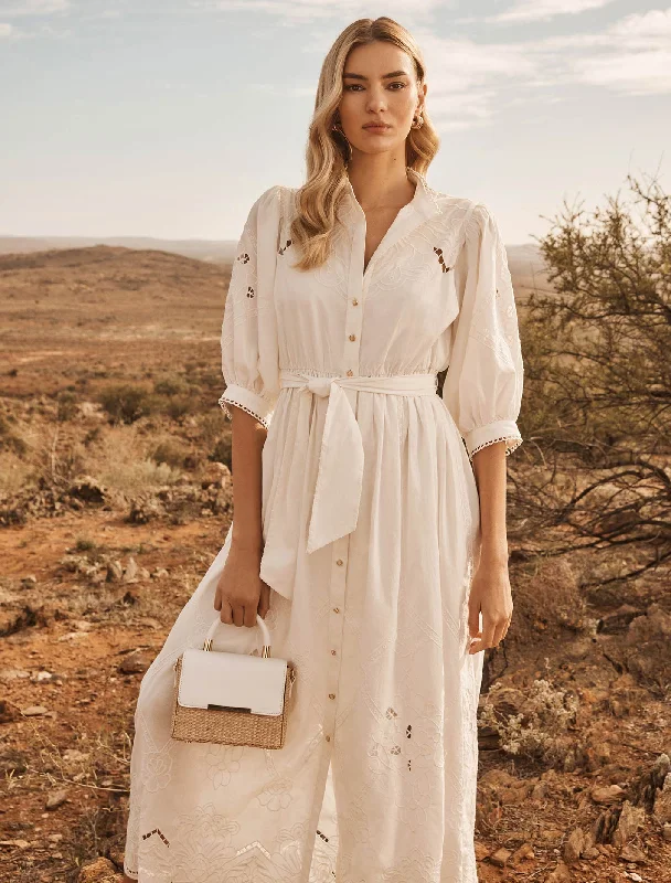 Aisha Broderie Midi Dress Fashionable Casual Midi Dress
