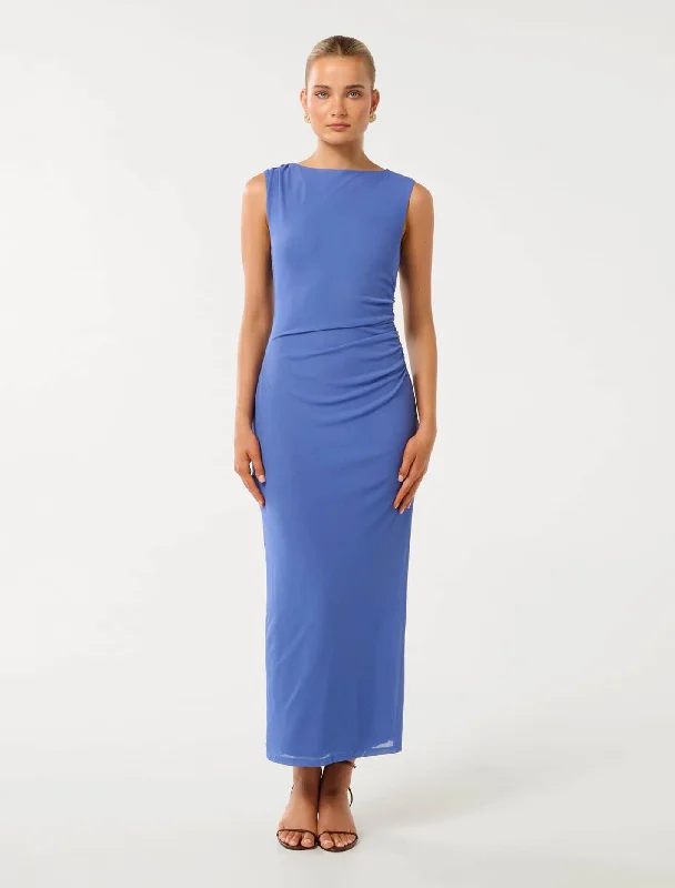 Ally Sleeveless Mesh Midi Dress Comfortable Button Front Midi Dress