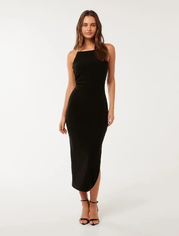 Andrea Embellished Back Midi Dress Comfortable Sleeveless Midi Dress