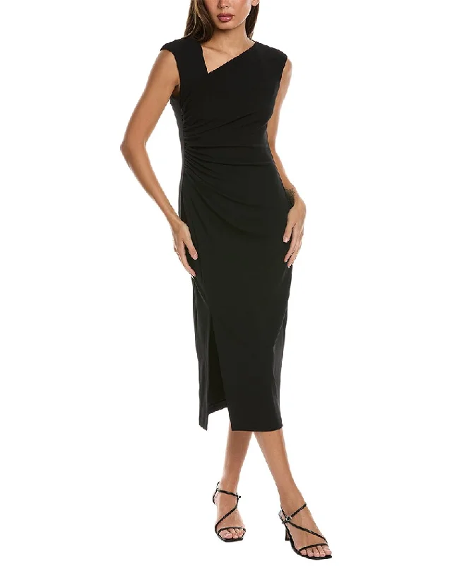 Anne Klein Ruched Midi Dress Elegant Faux Wrap Midi Dress