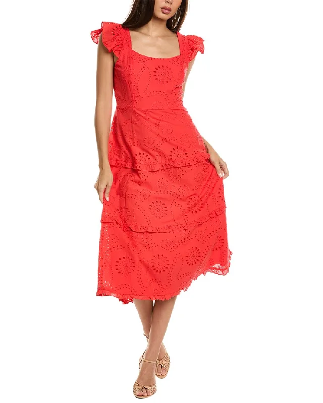 Anne Klein Tiered Midi Dress Elegant Floral Midi Dress