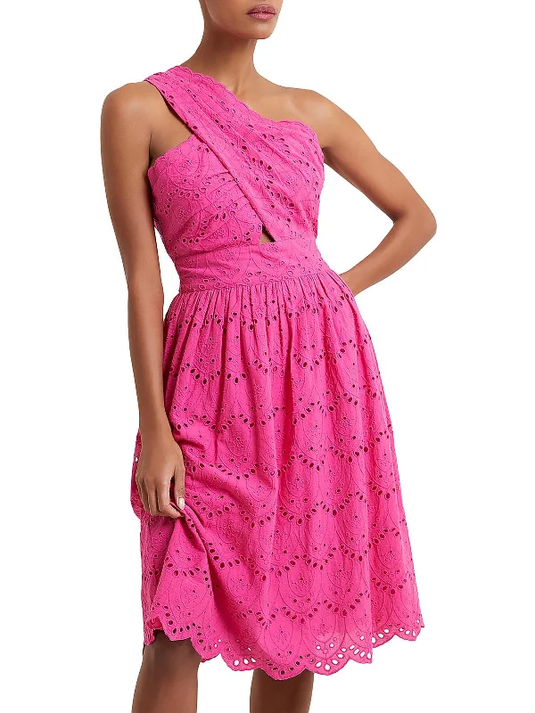 Appelona Womens One Shoulder Cutout Midi Dress Comfortable Empire Waist Midi Dress