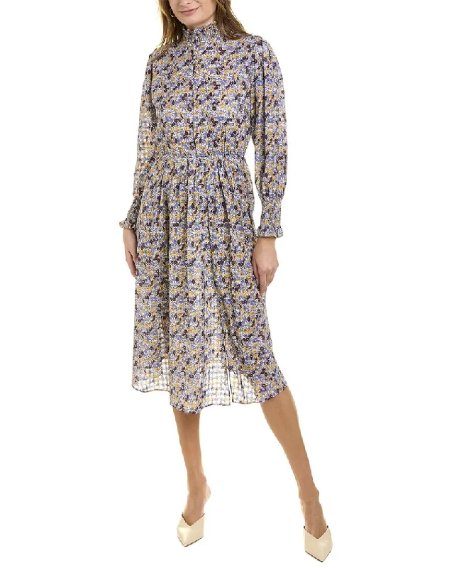 Avantlook High Collar Midi Dress Comfortable Casual Midi Dress
