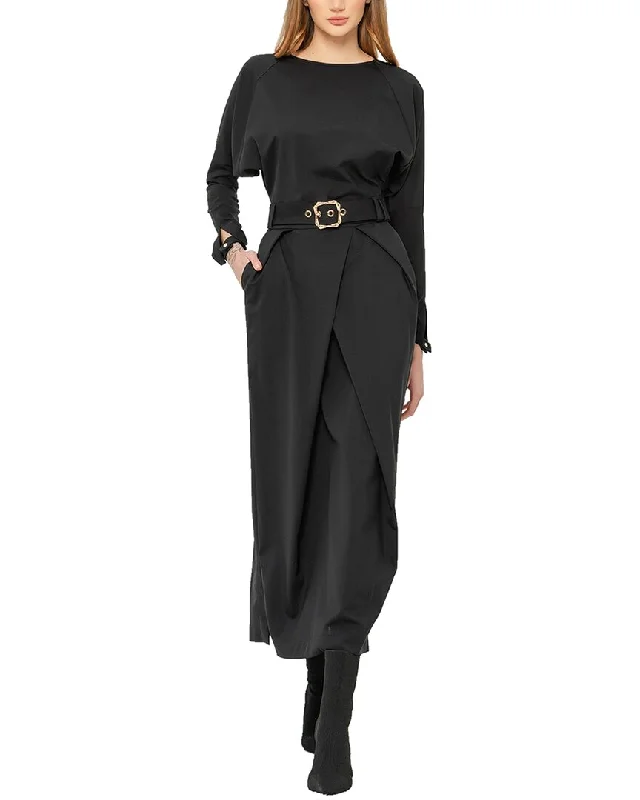 BGL Wool-Blend Midi Dress Stylish Vintage Midi Dress