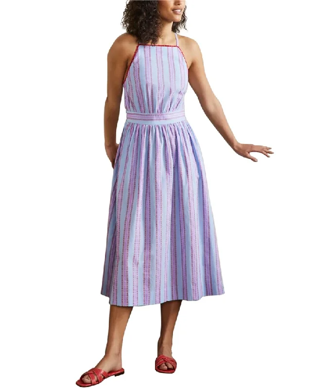 Boden Stripe Halter neck Midi Dress Trendy A-Line Midi Dress