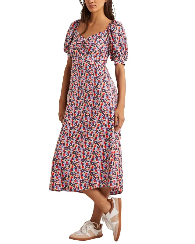 Boden Sweetheart Silk-Blend Midi Dress Chic Off-Shoulder Midi Dress