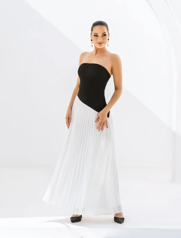 Capri Strapless Pleat Midi Dress Classic Black Midi Dress