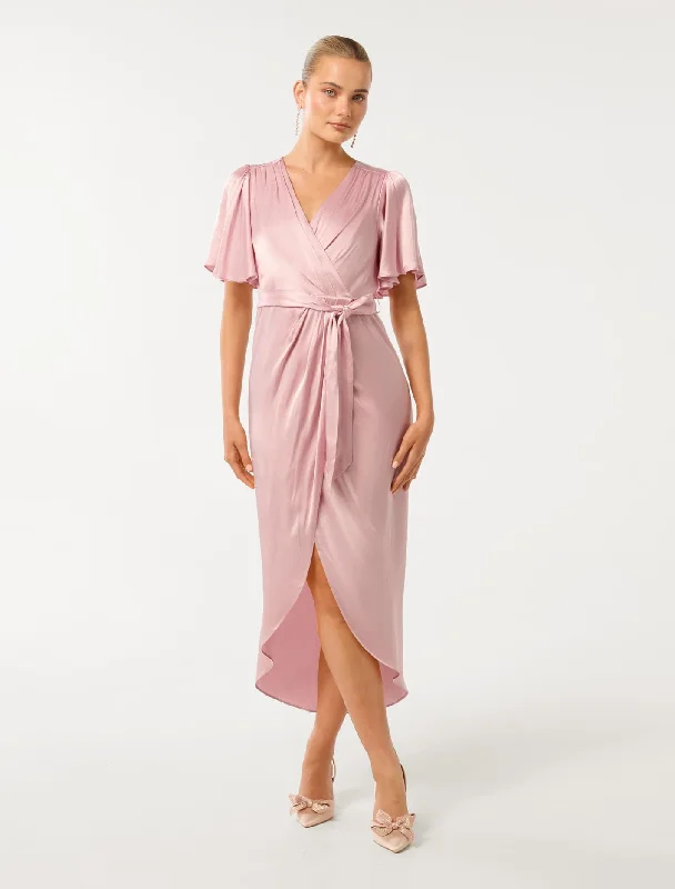 Carolina Satin Midi Dress Stylish Button-Down Midi Dress