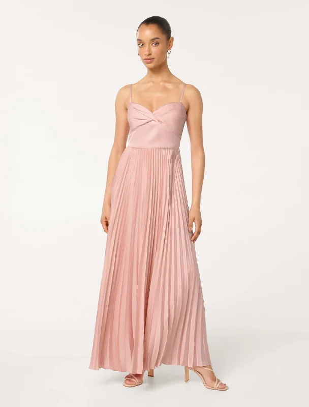 Chloe Petite Pleated Midi Dress Chic Floral Print Midi Dress