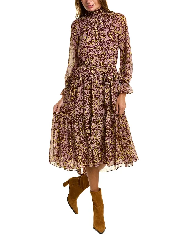 Cinq à Sept Amari Midi Dress Elegant Pleated Sleeve Midi Dress