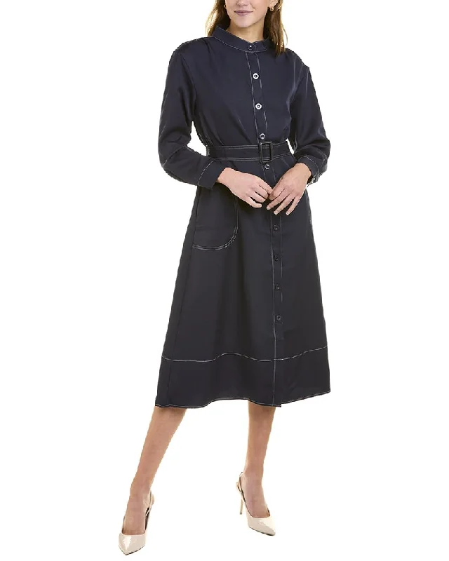 Colette Rose Belted Midi Dress Elegant Pleated Detail Midi Dress