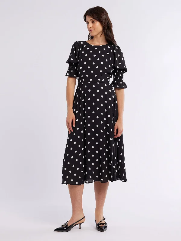 Dalmatian Midi Dress Comfortable Wrap Midi Dress