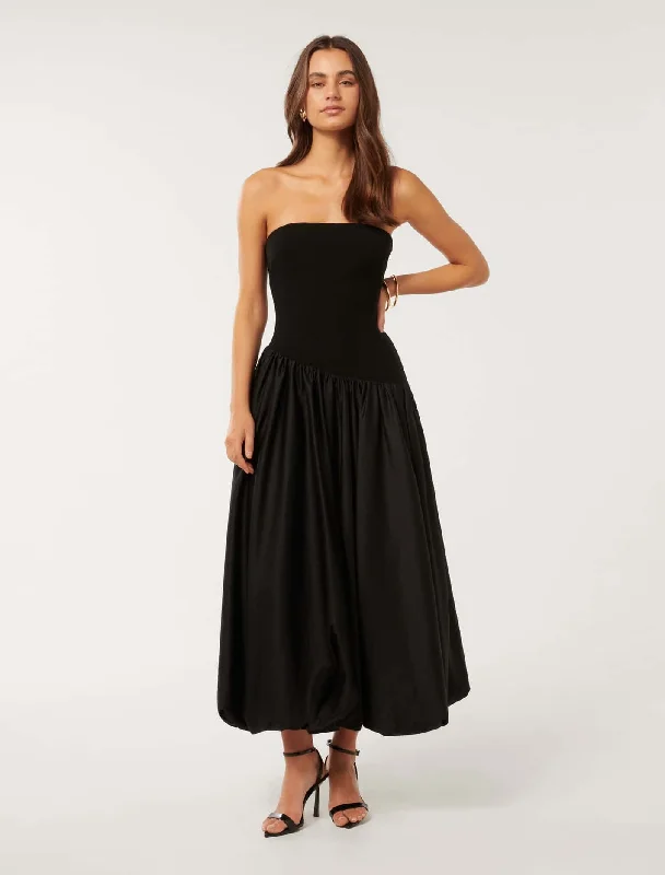 Delilah Bubble Hem Midi Dress Comfortable Empire Waist Midi Dress
