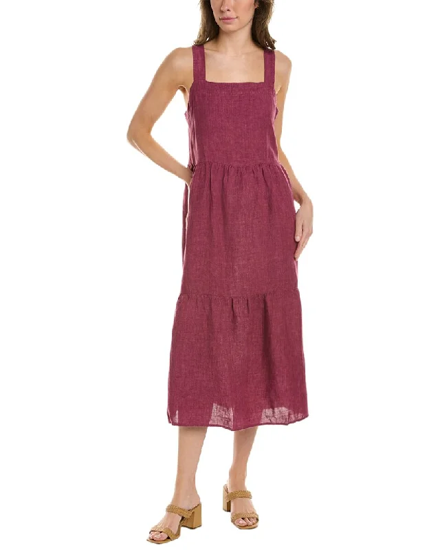 EILEEN FISHER Delave Tiered Midi Dress Trendy Smocked Detail Midi Dress