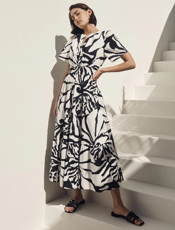 Eleanor Short Sleeve Cotton Midi Dress Comfortable Denim Midi Dress