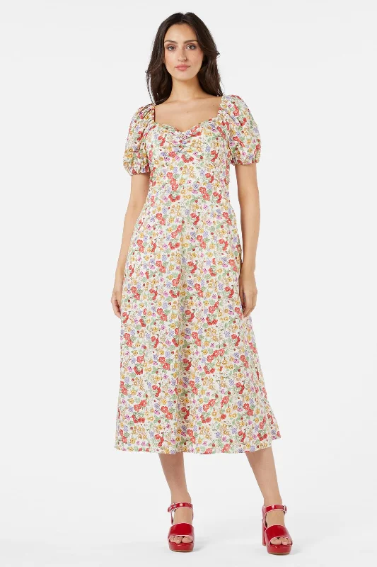 Ella Flora Midi Dress Fashionable Fitted Midi Dress