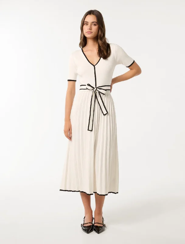 Ellie Tipped A Line Midi Dress Elegant Sleeveless Midi Dress