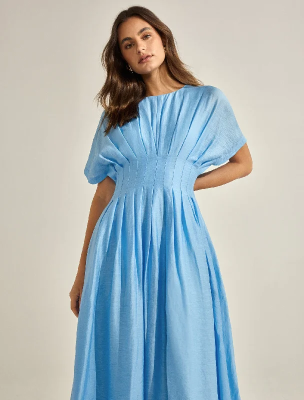 Eve Seam Detail Midi Dress Trendy Flared Sleeve Midi Dress