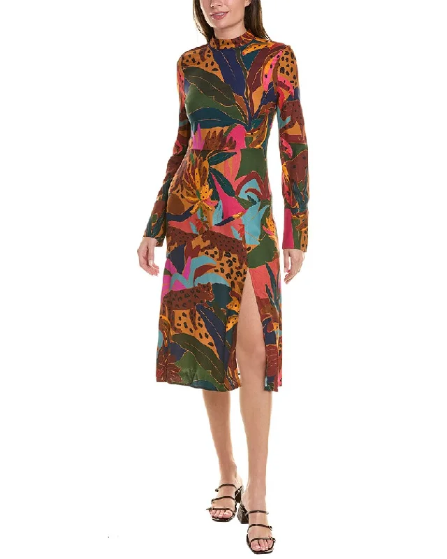 FARM Rio Leopards Jungle Midi Dress Comfortable Lace-Up Midi Dress
