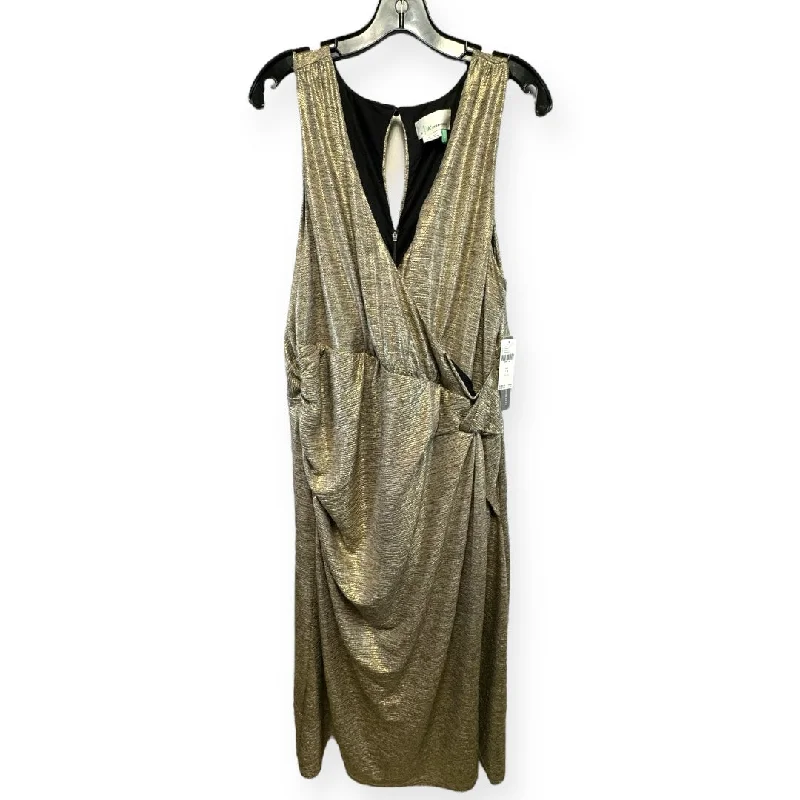 Kari Metallic Midi Dress Anthropologie, Size 1x Elegant Lace Trim Midi Dress