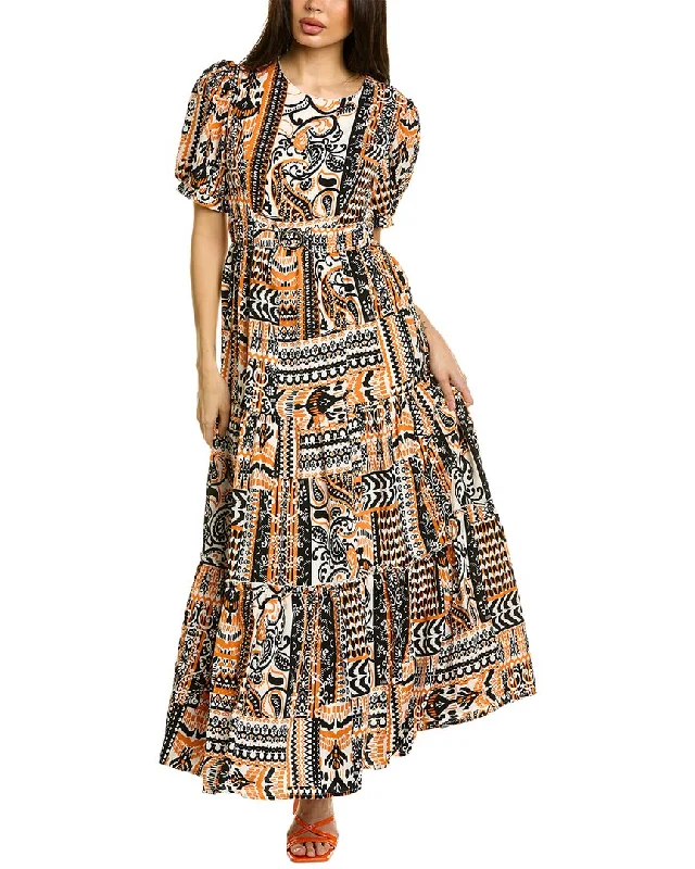 Gracia Tiered Midi Dress Elegant Satin Button Midi Dress
