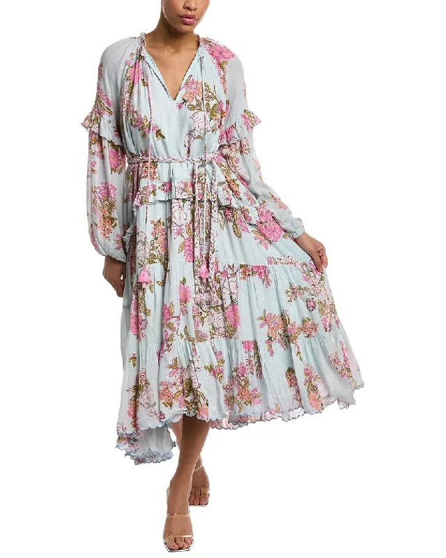 Hemant & Nandita Belted Midi Dress Comfortable Ribbed Midi Dress