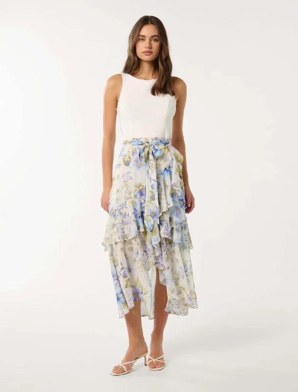 Ilaria 2 In 1 Ruffle Midi Dress Trendy Ruffled Sleeve Midi Dress