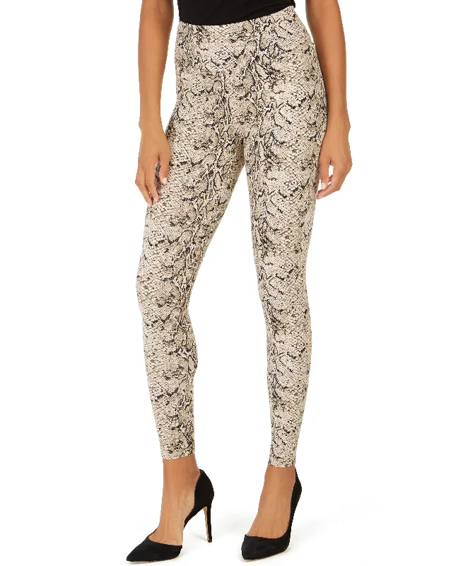 INC Women's Shaping Texture Full-Length High-Rise Leggings, Snakeskin, M Elegant Sheer Leggings