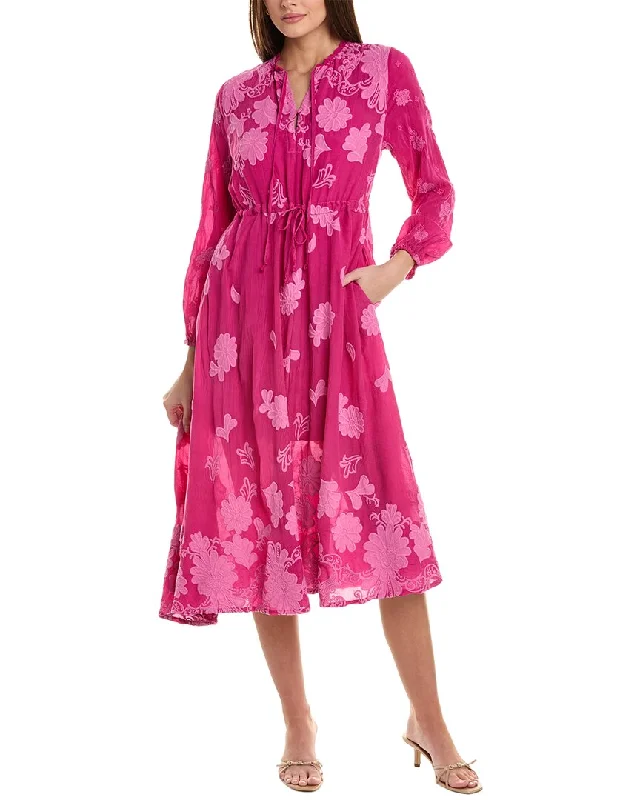 Johnny Was Daisy Leonna Midi Dress Stylish High-Waisted Midi Dress