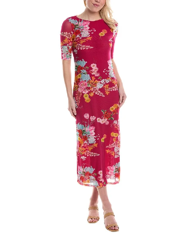 Johnny Was Golden Bouquet Mesh Midi Dress Stylish Animal Print Midi Dress