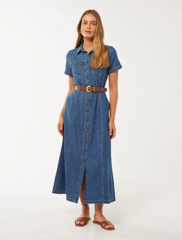Lana Short Sleeve Midi Dress Trendy Knit Midi Dress