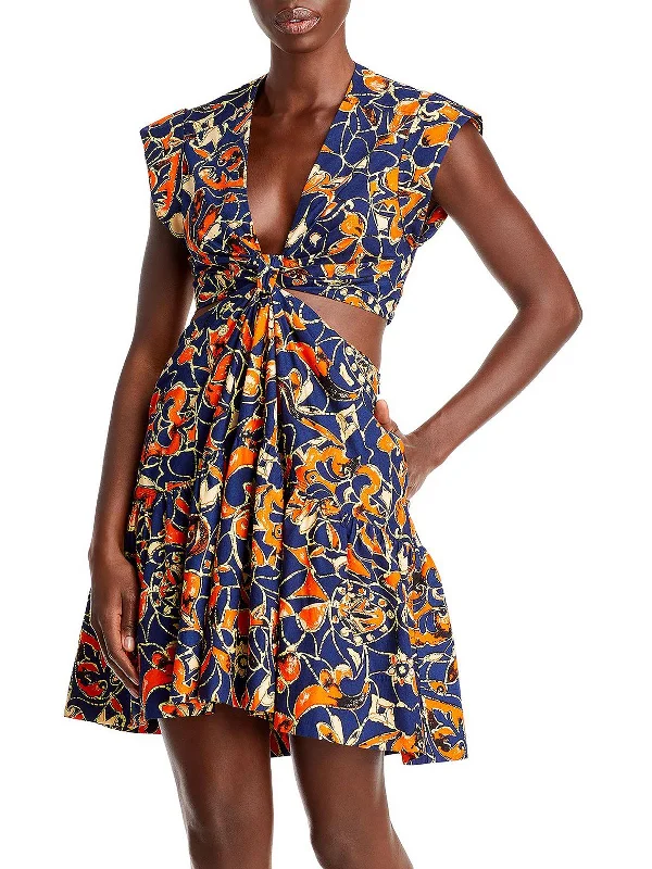 Lexi Womens Printed Knee Midi Dress Stylish Off-Shoulder Ruffle Dress