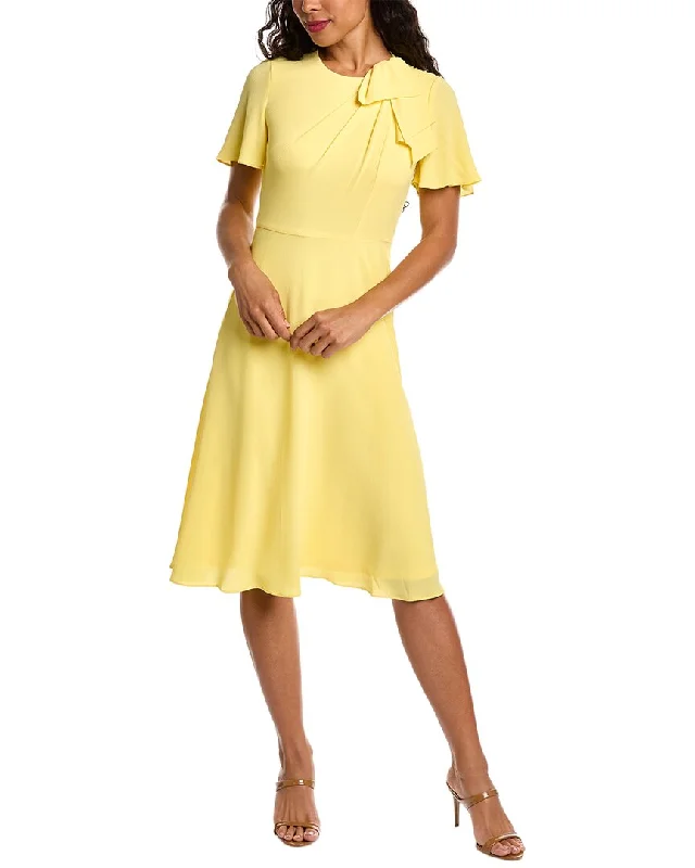 London Times Bubble Crepe Midi Dress Fashionable Skater Midi Dress