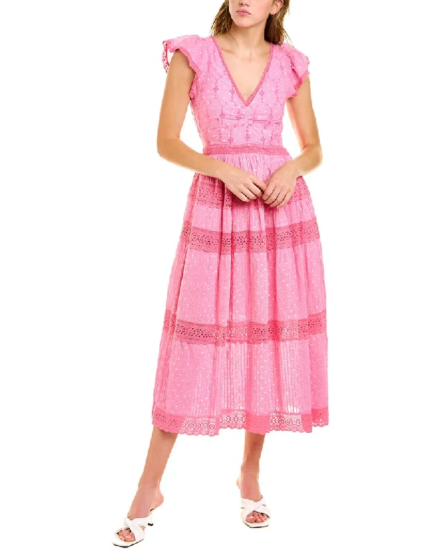 LoveShackFancy Abena Midi Dress Trendy Boho Midi Dress