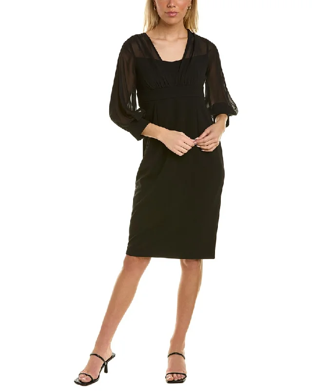 MAISON TARA Chiffon Midi Dress Fashionable Off-Shoulder Dress Midi