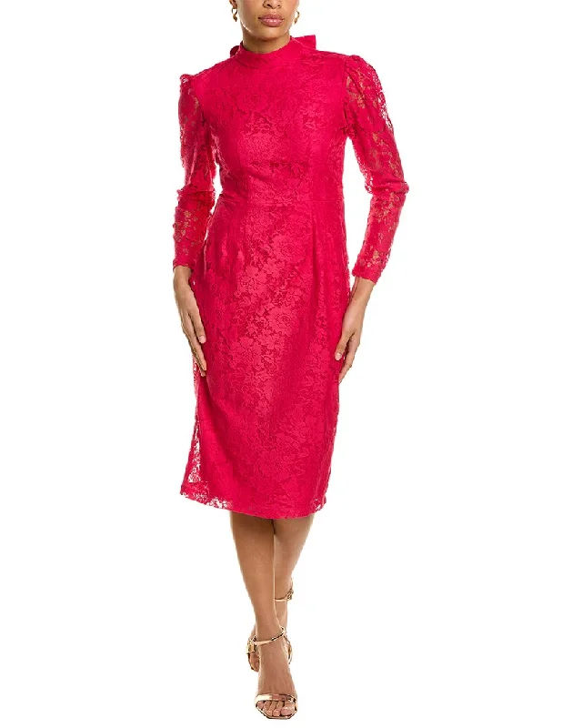 MAISON TARA Lace Midi Dress Comfortable Lace-Up Midi Dress