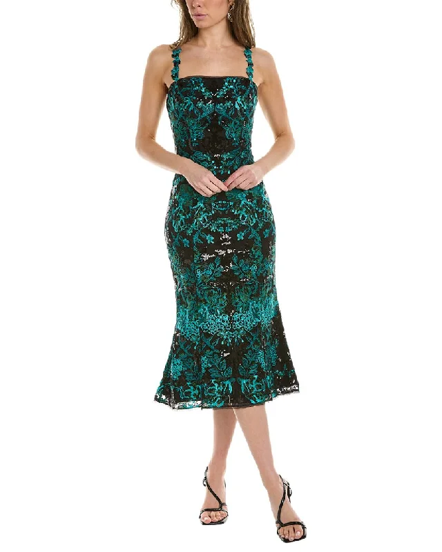 Marchesa Notte Embroidered Midi Dress Trendy Shift Midi Dress