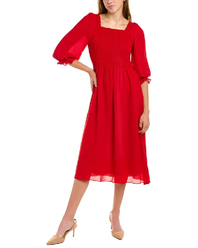 Nanette by Nanette Lepore Smocked Midi Dress Comfortable Knitwear Midi Dress