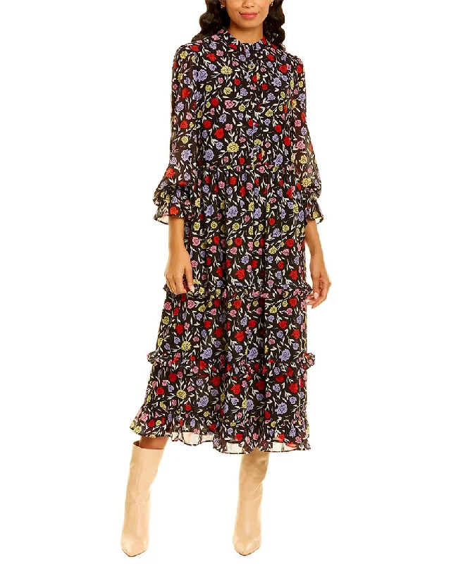Olivia Rubin Florence Tiered Midi Dress Stylish Pleated Skirt Midi Dress