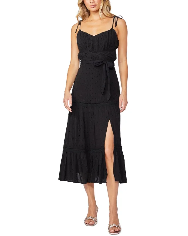 Paige Denim Inesa Midi Dress Elegant Floral Appliqué Midi Dress