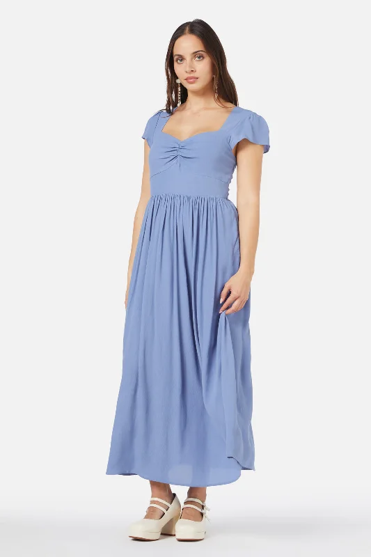 Poet Midi Dress Fashionable High-Neck Midi Dress