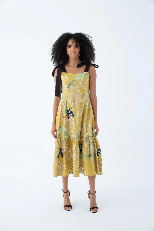 Racine Torudues Midi Dress Fashionable Polka Dot Midi Dress