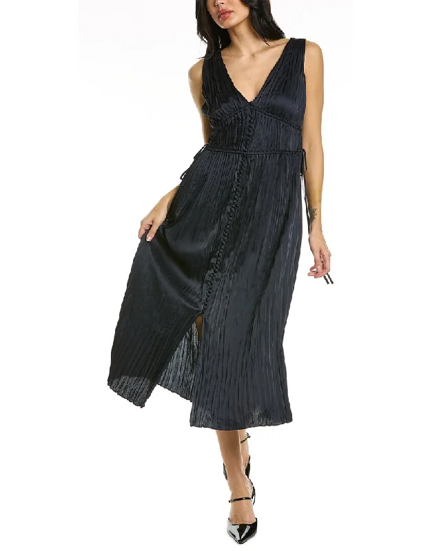 Rebecca Taylor Button Front Midi Dress Cozy A-Line Midi Dress