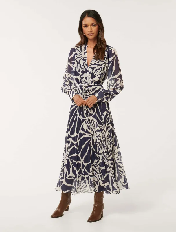 Saskia Petite Pleat Wrap Midi Dress Fashionable A-Line Midi Dress