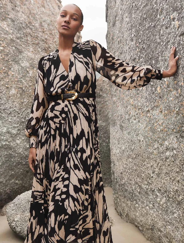 Saskia Pleat Wrap Midi Dress Elegant Faux Wrap Midi Dress