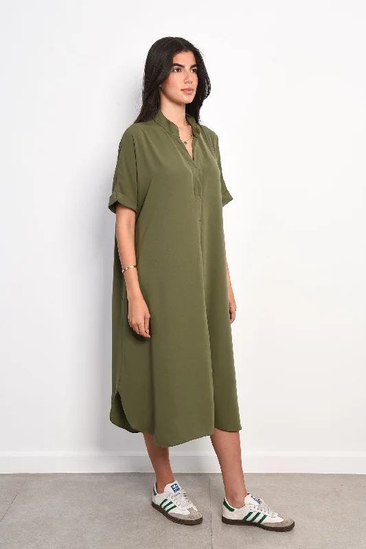 Short Midi Dress - Amaze Fashionable Plaid Midi Dress