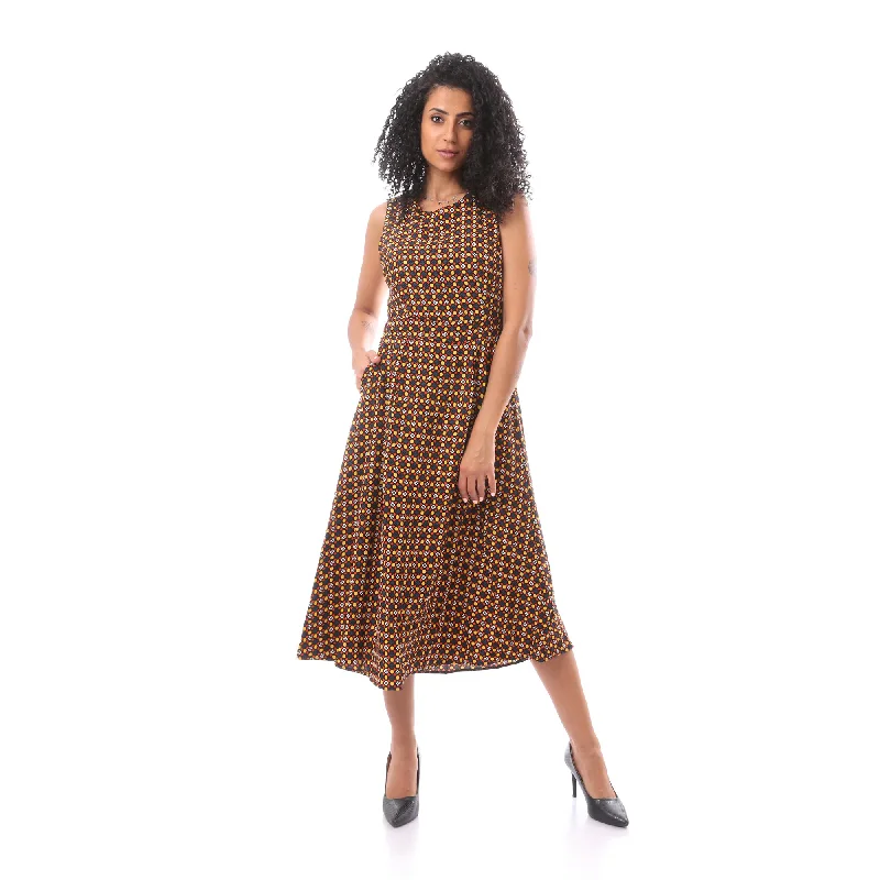 Sleeveless Midi Dress With Elastic Waist Cut - Merch Comfortable Empire Waist Midi Dress