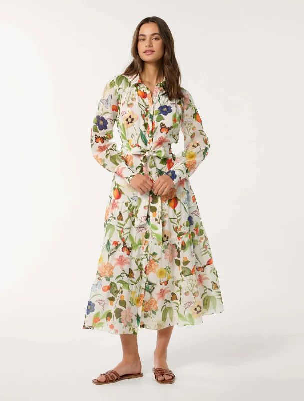 Sylvie Tiered Shirt Midi Dress Cozy Ribbed Knit Midi Dress