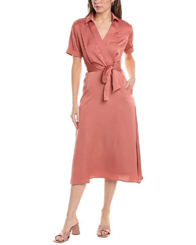 Tahari ASL Satin Tie-Waist Midi Dress Fashionable Shift Midi Dress
