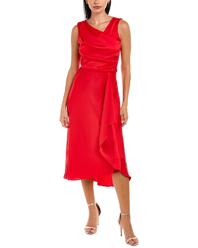 Taylor Satin Crepe Midi Dress Elegant Satin Slip Midi Dress